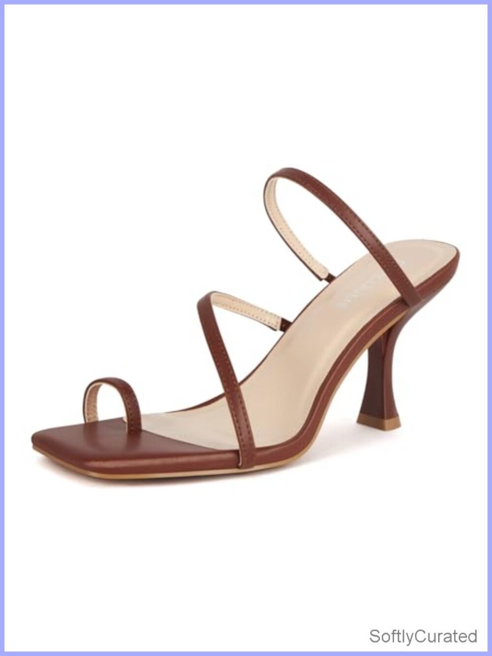 Square Toe Kitten Heel Sandals Strappy Heels 3.15 Inch
